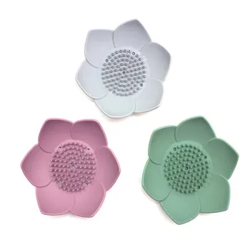 

1pc Silicone Draining Soap Dish Soap Box Plate Lotus Shape Holder Portable Soap Dishes Anti-skid Soap Tray Bathroom Accessories