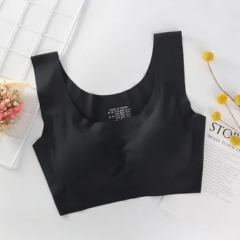 

Seamless Fitness Women Underwear Solid Black Gathers shock-proof thin padded push up bra female intimate modis bralette lingerie