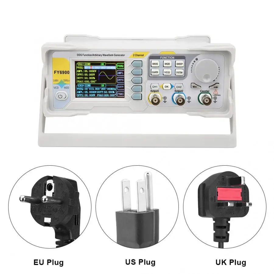 Signal Source Generator FY6900 Sine 0-40 MHZ 2.4in TFT Screen Digital Function Signal Generator Measurement US Plug 110V Signal Source Generator FY6900 Sine 0-40 MHZ 2.4in TFT Screen Digital Function Signal Generator Measurement US Plug 110V