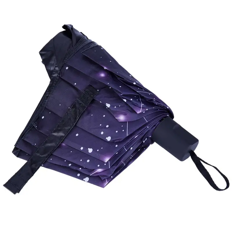 Stars Three-folding Umbrella Rainy Sunny Parasol Vinyl Anti-UV Umbrella Women's Umbrella Windproof Outdoor Rain Gear