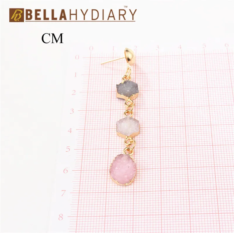 Bijoux Stone Druzy Resin Earrings Geometric Long Drop Earrings For Women Jewelry Statement Gifts For Women Accessories Brinco