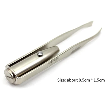 

Stainless Steel Women Eye Makeup LED Light Eyelash Eyebrow Hair Removal Tweezer