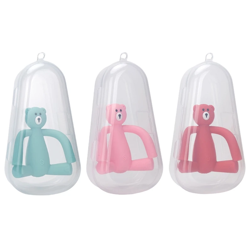 

Newborn Cute 3D Bear Shape Soother Toy Teething Molar Bar Baby Silicone Teether