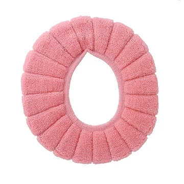 Pink Практичное домашнее О-образное плюшевое зимнее теплое удобное хлопковое пушистое мягкое сиденье для унитаза Couvercle WC туалетная крышка с подогревом - Цвет: Pink