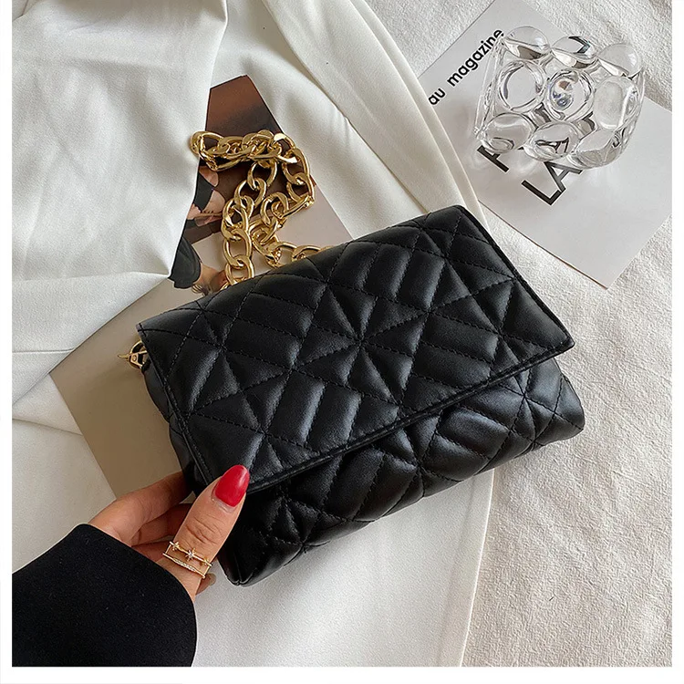 Branded Women's Shoulder Bags 2021 Metal Thick Chain Quilted Designer Purses And Handbag Women Clutch Bags Ladies Striped bag Branded Women's Shoulder Bags 2021 Metal Thick Chain Quilted Designer Purses And Handbag Women Clutch Bags Ladies Striped bag