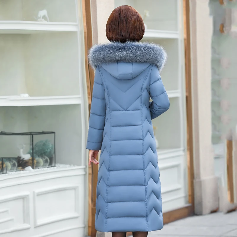 Размер XL-6XL, зимняя длинная куртка, парка, 2109, Женская парка среднего возраста, парка с капюшоном, с меховым воротником, с подкладкой, воротник-стойка