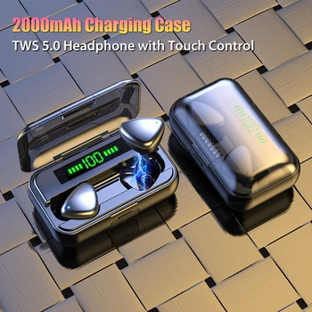 

Wireless Bluetooth Headphone 2000mAh Charging Case Touch Control TWS Bluetooth Earphones 5.0 with Microphone HiFi Stereo Headset
