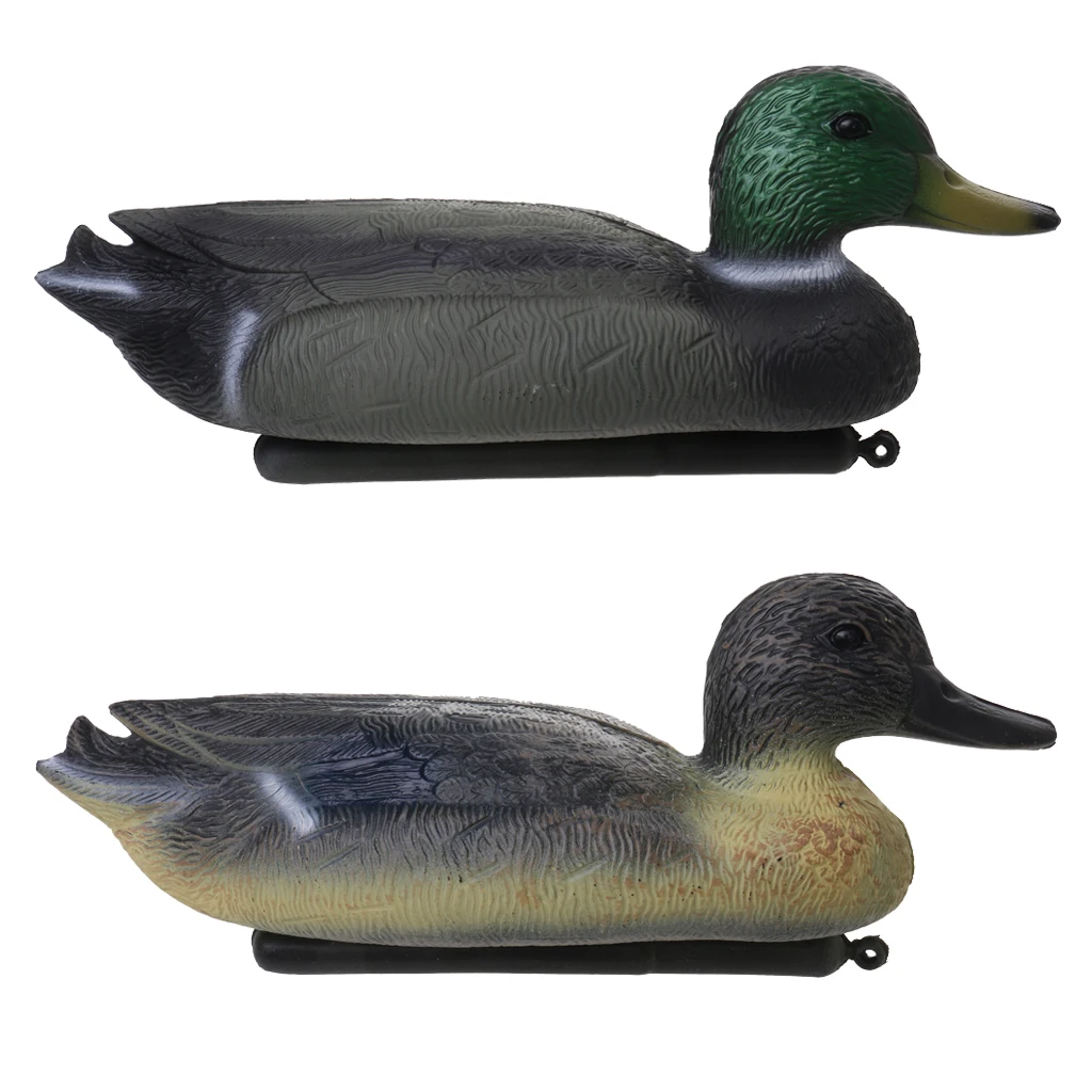 2 Pieces Professional 36cm Lifelike Floating Hunting Male Drake Duck Decoys Set