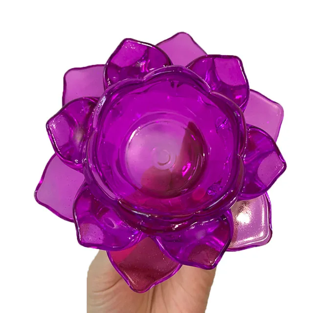 Красочные Хрустальные стеклянные лотоса подсвечник лампа Будды буддийский геометрический подсвечник форнасетти держит свечи канделы украшения - Цвет: Purple