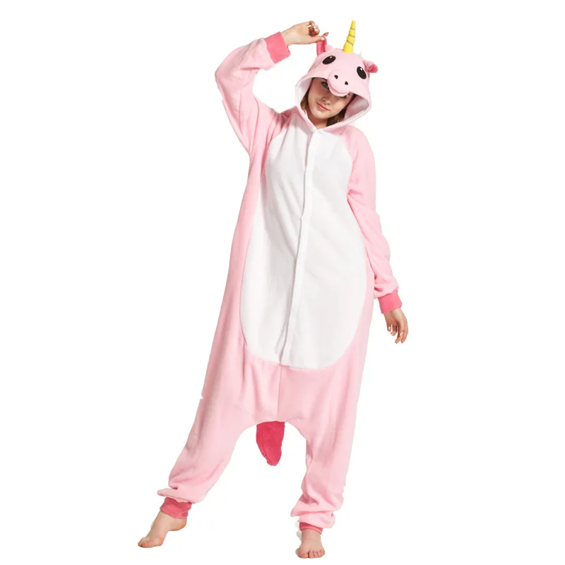 Onsie для взрослых животных Женские пижамные комплекты осень зима розовые фланелевые теплые пижамы Домашняя одежда пижамы женские Pijama Mujer