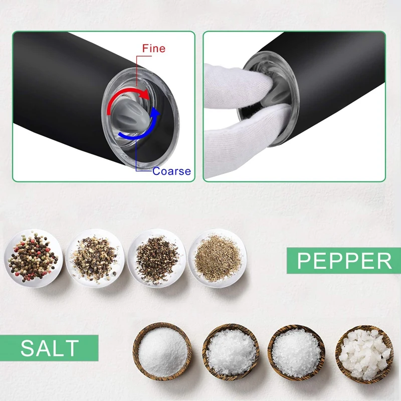 

Electric Salt and Pepper Grinder, Automatic Operation Pepper and Salt Mill with Adjustable Ceramic Rotor Battery Powered Matte S
