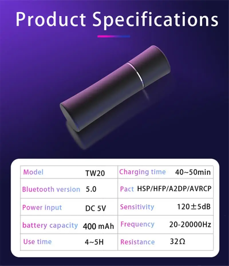 Беспроводные наушники Mini TWS 20 Bluetooth 5,0 в уши с микрофоном, портативные Hi-Fi наушники с глубоким басом, беспроводные наушники, зарядная коробка