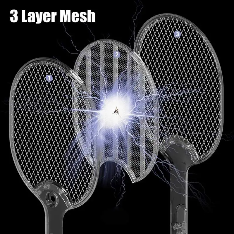 Electrical USB Rechargable Fly Swatter Repellents Reusable Handheld Home Use With LED Lights Bug Zapper Mosquito Killer Insect