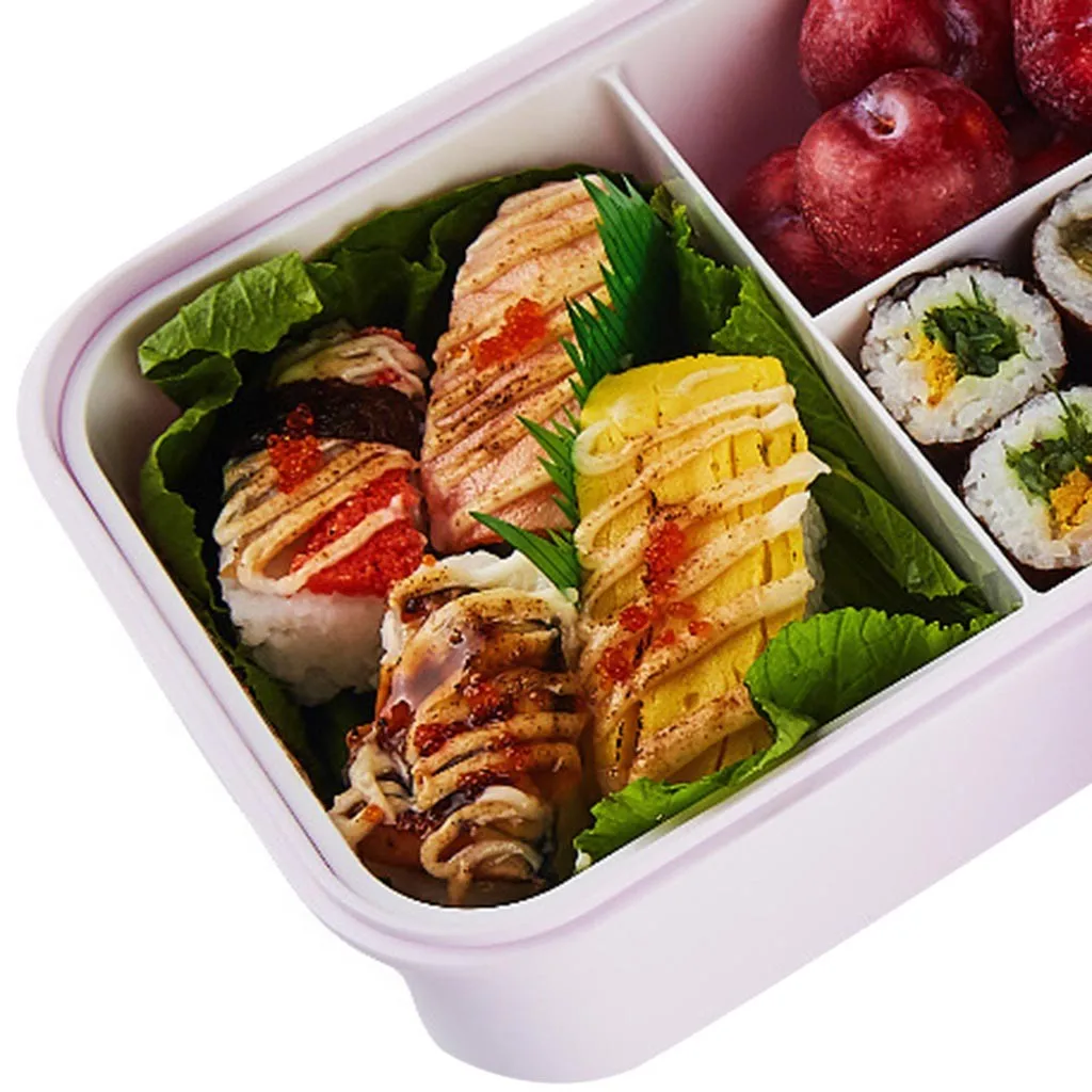 Студенческий bento box Ланч-бокс 1400 мл детский Bento box с 3 отделениями и столовыми приборами(вилка и ложка) 20x13x7 см Прямая поставка#0338