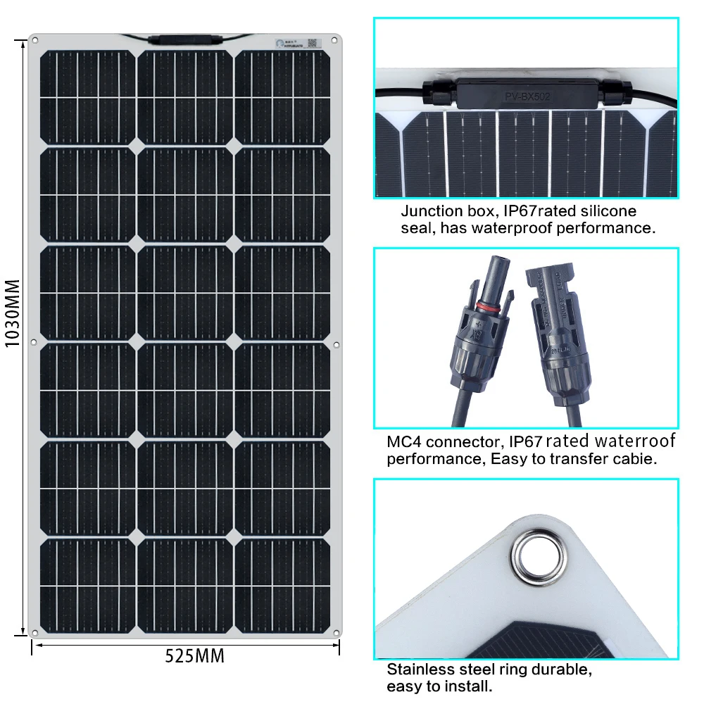 Solar Panel 12V Panneau solaire Flexible 200W Kit système 18V 100W panneau solaire Camping voiture RV chargeur de batterie maison panneaux solaires