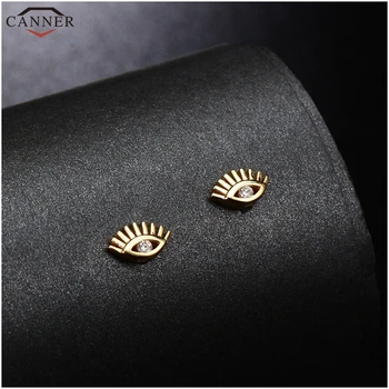 

Gold Color CZ Crystal Stud Earrings for Women Small Evil Eye Earrings 925 Sterling Silver Mini Earings 2019 Fashion Jewelry H40
