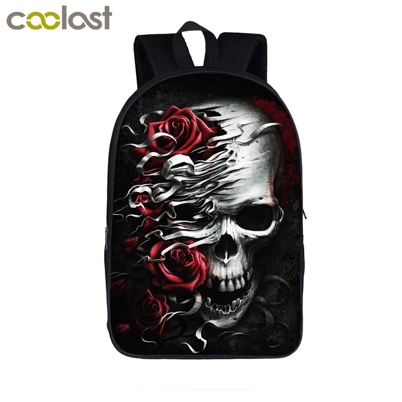 Темно-готический школьный рюкзак для подростков, девочек и мальчиков, крутой череп, жнец, детские школьные сумки, панк, женский, мужской рюкзак, mochila - Цвет: 16heavymetal22