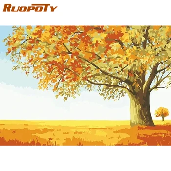 

RUOPOTY Frame Trees DIY Painting By Numbers Landscape Picture By Numbers For Adults Modern Wall Art Decors Handpainted Diy Gift