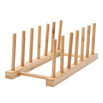 

1PC Dish Drainer Rack ​ Bamboo Kitchen Dish Plate Draining Stand Holder