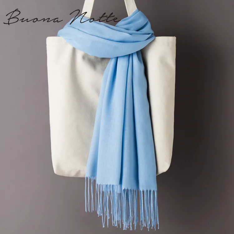 Women Solid Color Cashmere Scarves with Tassel Autumn New Soft Warm Lady Girls Wraps Thin Long Scarf Female Shawl Men Scarf