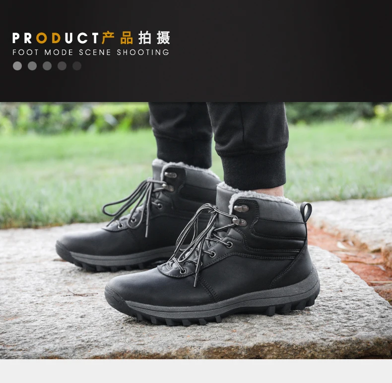 Brand Men Snow Boots Winter Plush Warm Men Climbing shoes Lace-Up strong Non-slip Male Ankle Boots Waterproof Man Work Shoes