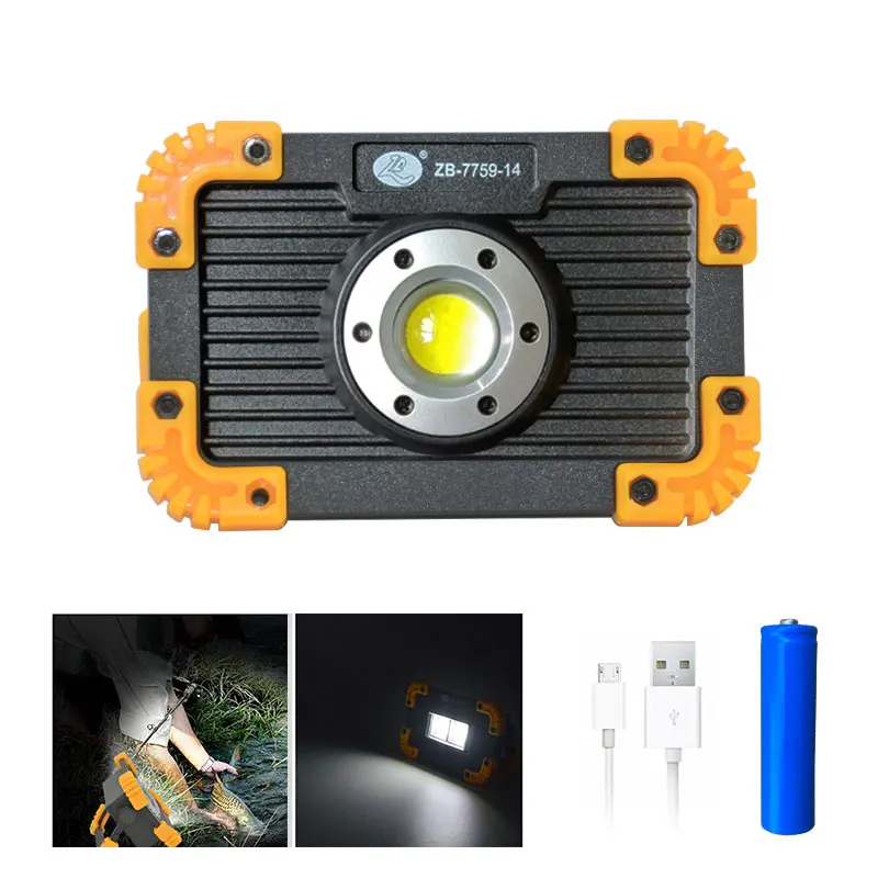 outdoor spot lights led LED Flood Light 10W Worklight Projector Reflector LED COB Work Light Spotlight Outdoor Camping Emergency Light+18650+USB Cable garden flood lights Floodlights