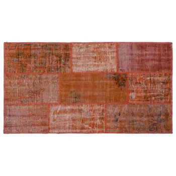 

Handmade Orange Vintage Overdyed Patchwork Area Rug 080x150 Cm-2'7''X4'11''