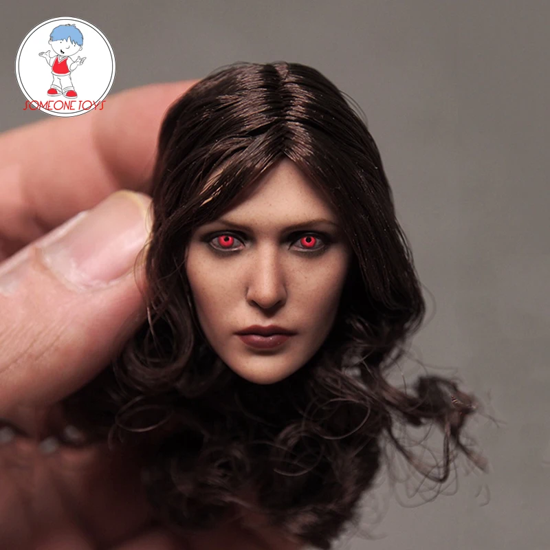 1/6 весы Елизабет Олсен голова Sculpt Scarlet Witch красные глаза Женская резьба по голове