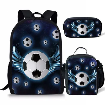 

THIKIN Cool Football Printing Schoolbag 3pcs/set Cartoon Children School Bags for Girls Kids Backpack Child Bookbag for Student