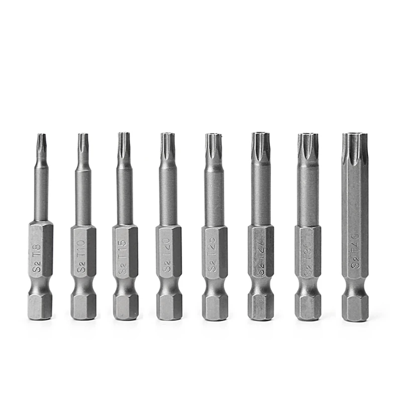 

8 Pcs/Set 1/4 Inch 50mm T8-T40 Magnetic Torx Electric Screwdriver Bits Kit L4MF
