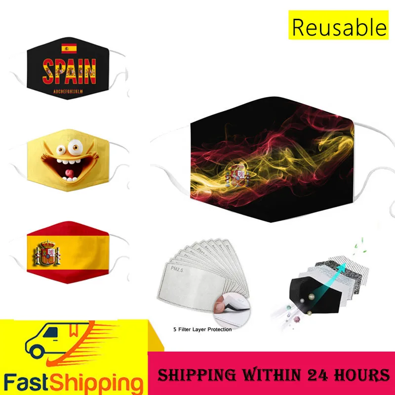 Adult Mouth Mask Washable Reusable Filter Face Masks Carbon Insert Anti-dust Cover Rise From The Ashes Spain Fabric | Аксессуары для