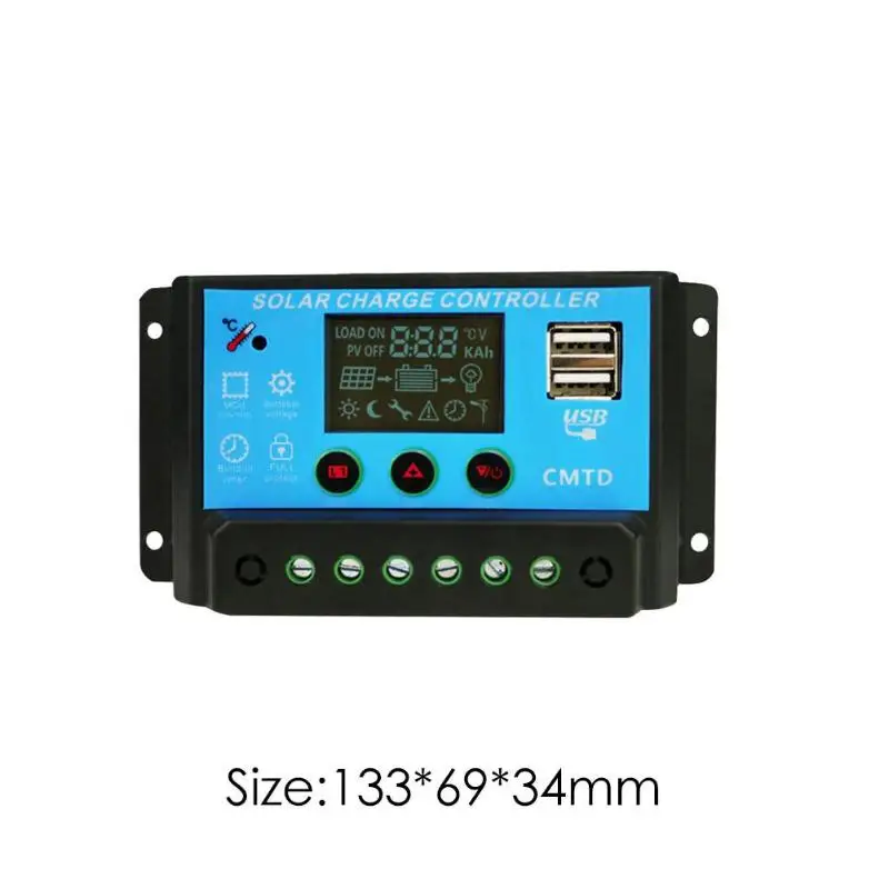 20A 12/24V Солнечный контроллер заряда интеллигентая(ый) Экологическая безопасность-toxicitySolar свинцово-кислотные Батарея регулятор 133x69x34 мм