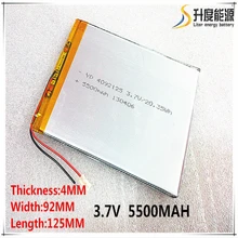 Полимерная батарея 9 дюймов планшет внутренний Встроенный rechareable 3,7 V 5500 mah 4092125