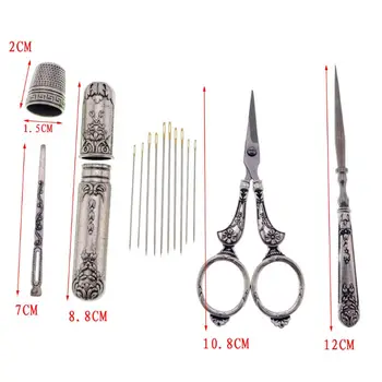 

Vintage Embroidery Sewing Scissors Needle Case Thimble Awl Threader Needlework F12 20 dropship