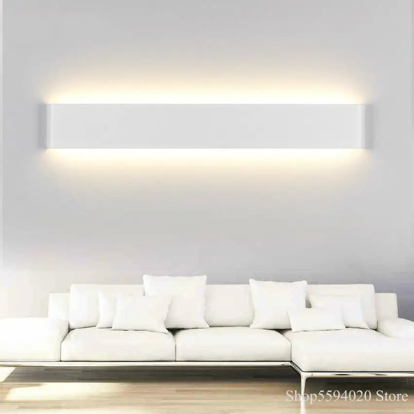 Длинная светодиодная настенная лампа простой черный/белый алюминиевый