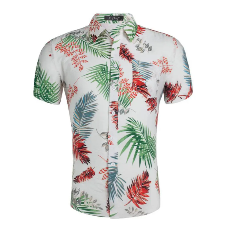 

100% Cotton Mens Hawaiian Shirts Male Casual Camisa Masculina Printed Beach Shirts Aloha Shirts Short Sleeve Summer Party Shirt