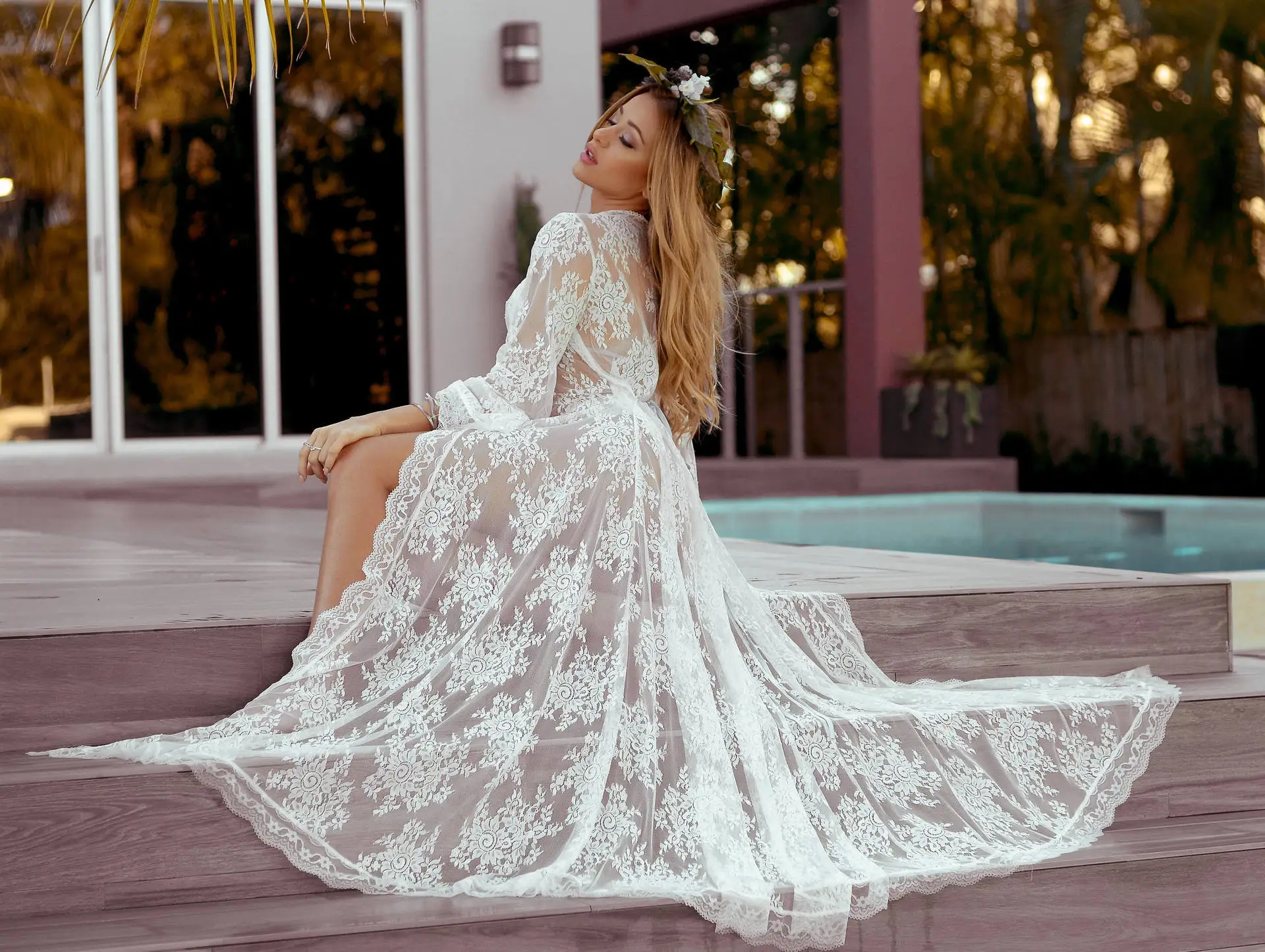

Europe And America New Style Wave Lace Loose-Fit Sun-resistant Beach Cardigan Long Skirts Holiday-Bathing Suit Outdoor Blouse Wo