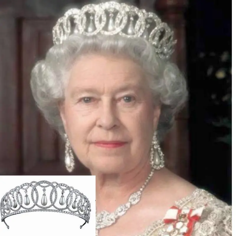 13,5 дюймов Elizabeth Pearl Tear Crown Высокая чистота экологически латунь AAA циркон белые золотые диадемы для свадебных женщин