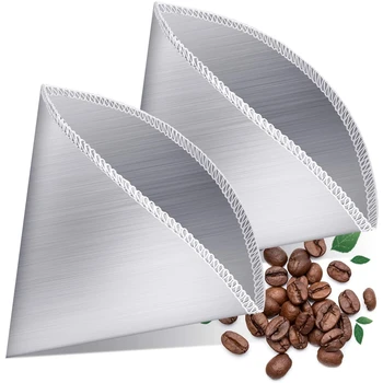 

Reusable Pour over Coffee Filter Stainless Steel Fine Mesh Coffee Filter Drip Cone Paperless Universal Coffee Filter 2Pc
