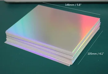 

105*148mm Single Side Holographic Silver Rainbow Paper Card 250gsm Thick Cardstock Postcard 10/30/50/100 You Choose Quantity