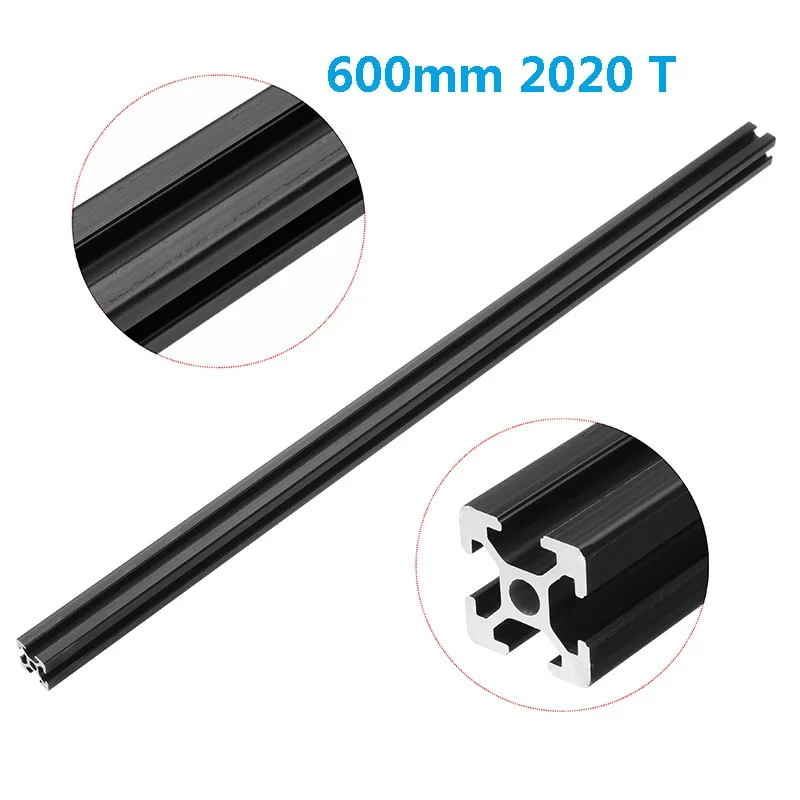 

Black Anodized 600mm Length 2020 T-Slot Aluminum Profiles Extrusion Frame For CNC 3D Printers Plasma Laser Stand