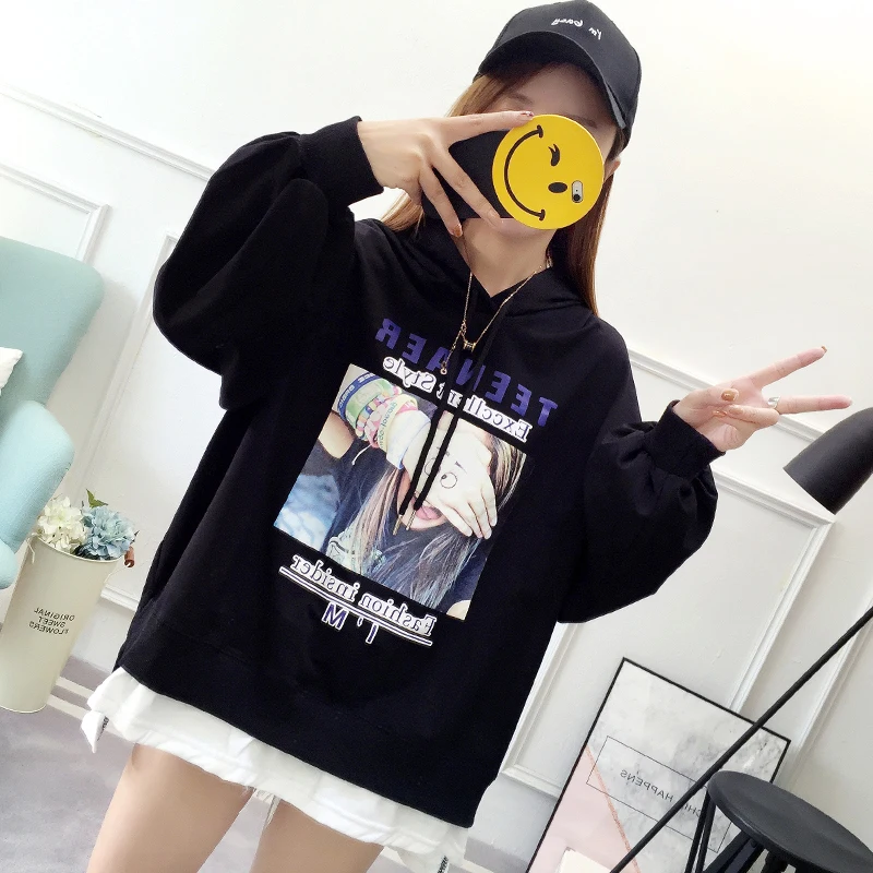  #2325 Autumn Sweatshirts For Women Plus Size Cotton Long Sleeve Hoodies Sweatshirt Woman Printed Fr