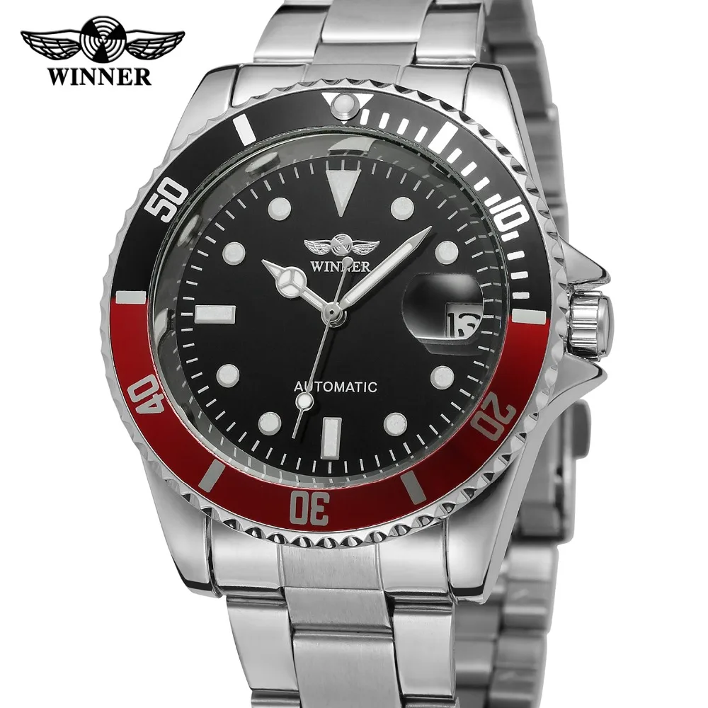 

WINNER Brand Luxury Automatic Mechanical Watches Stainless Steel Date Display Men Wristwatch Gift Box Relogio Releges