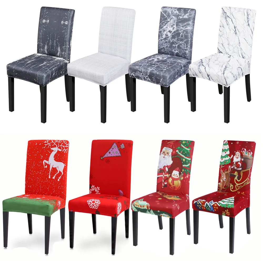

1/2/4/6/8Pcs Spandex Chair Covers Printed Stretch Elastic Universal Chtistmas Chair Cover Slipcovers For Wedding Banquet Hotel