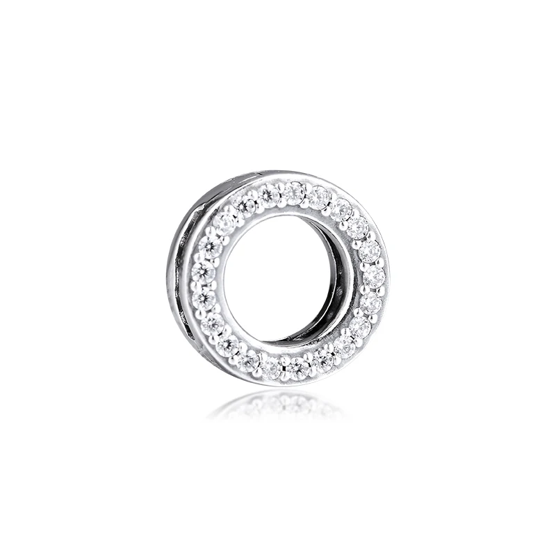 Circle of Pave Clip Charm Woman 925 Silver Beads For Jewelry Making Fits Reflexions Bracelets &amp Bangle Sterling | Украшения и