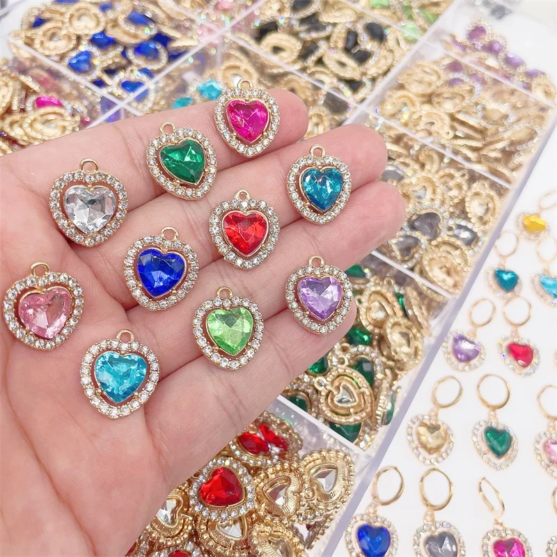 20Pcs/Set Colorful Love Heart Cute Charms For Earrings Jewelry Making  Supplies DIY Sweet Small Pendant Accessories Wholesale