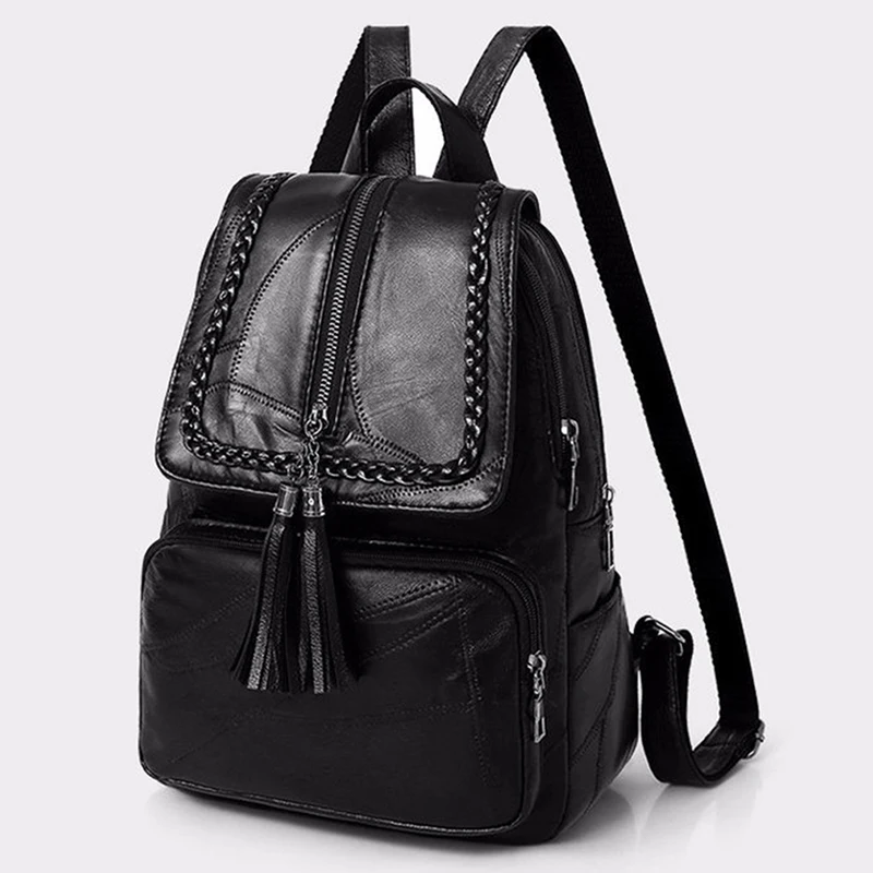 Mochila minimalista de piel sintética para mujer, bolso bandolera informal para chica, 2021