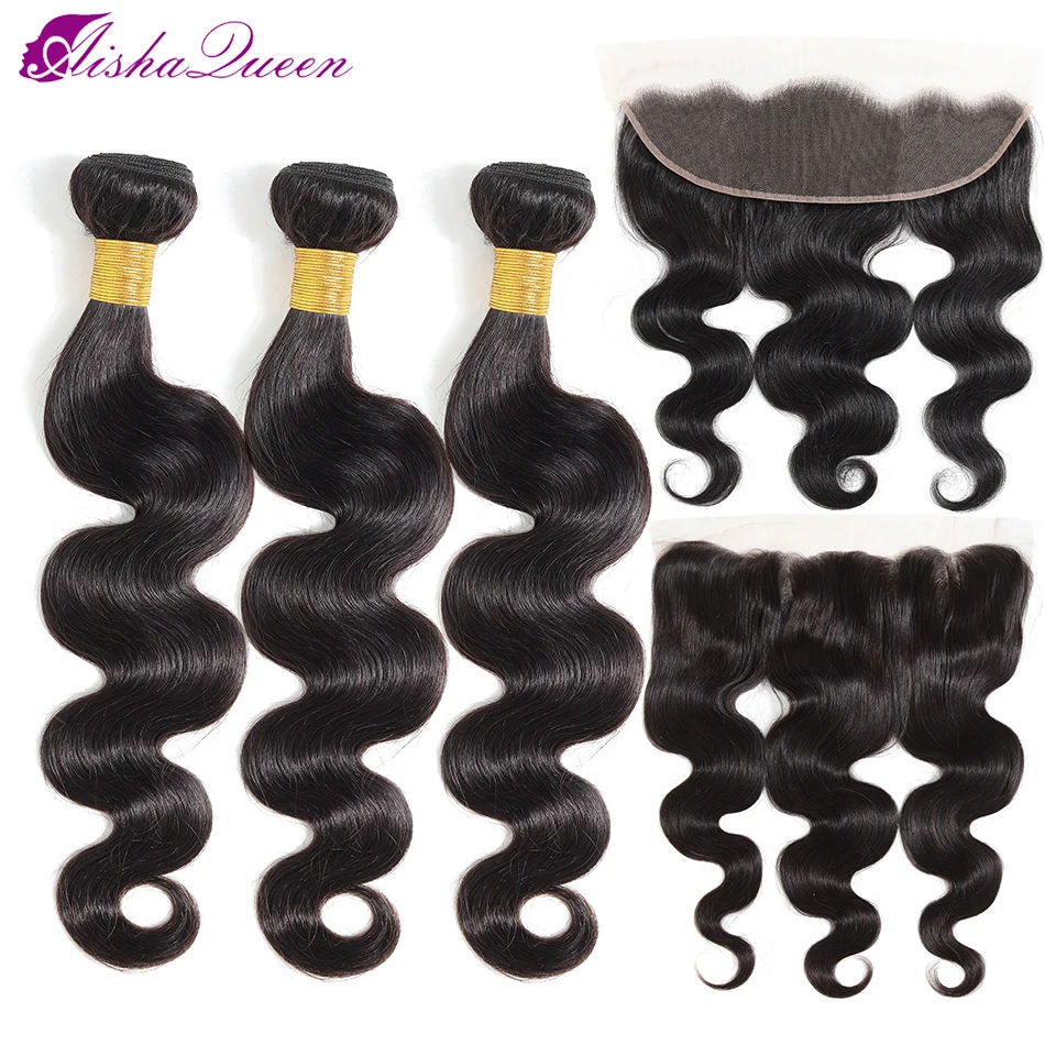 Aisha queen hair 13x4 фронтальная кружевная застежка с пряди, не Реми, бразильские волнистые человеческие волосы, пряди с фронтальной застежкой