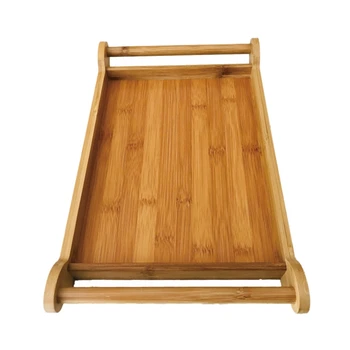 

ABSS-Tea Tray Serving Tray with Handles Bamboo Serving Tray Set for Food Breakfast Dinner Coffee Table Tray