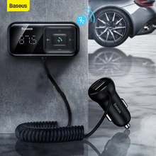 Baseus רכב Fm משדר Bluetooth 5.0 Mp3 נגן רדיו מודולטור מתאם 3.1A USB מטען לרכב דיבורית לרכב אלחוטי Aux